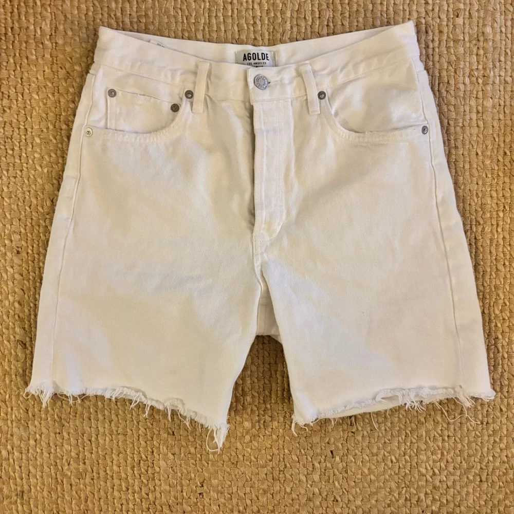 Agolde Parker Long distressed denim shorts - Picture 2 of 6